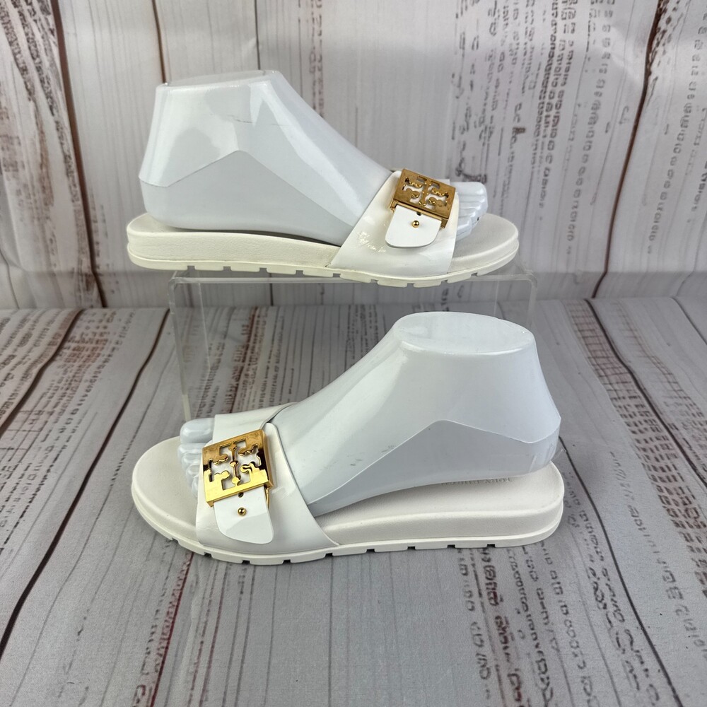 Tory Burch Mellow Slide Women's 7 M US Slide Sandals White Gold[5]
